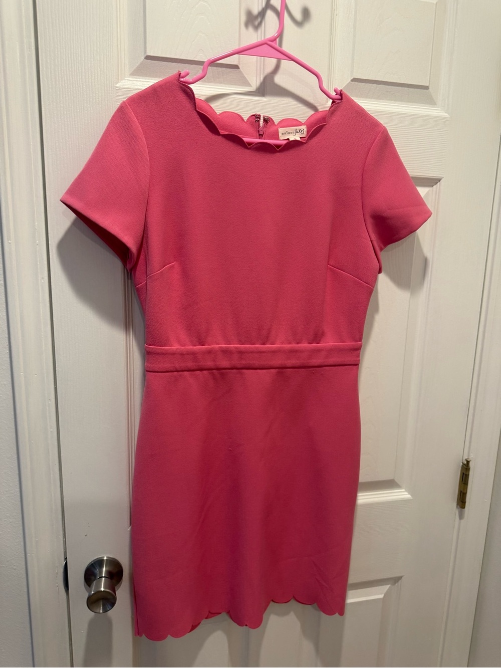 Maison Jules Coral Scalloped Neckline Dress